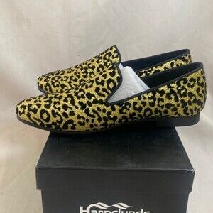 new velvet leopard gold Slip On Dress Loafer shoes men 7 glitter velvet